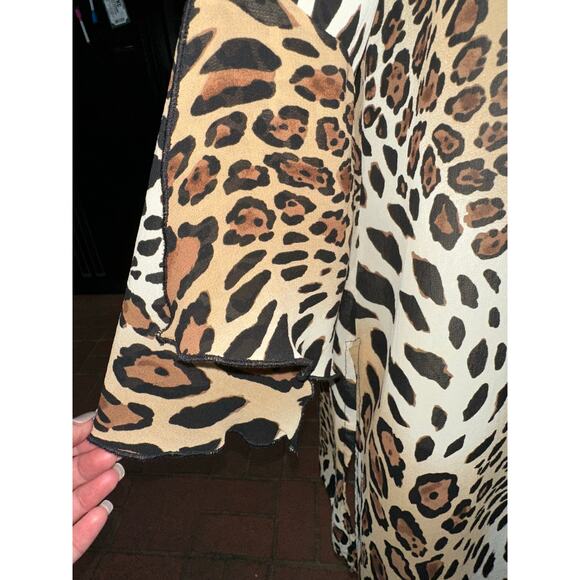 Ashley Stewart Plus Size Blouse Tunic Animal Print Black Brown 14 Boho mob wife - Picture 6 of 15